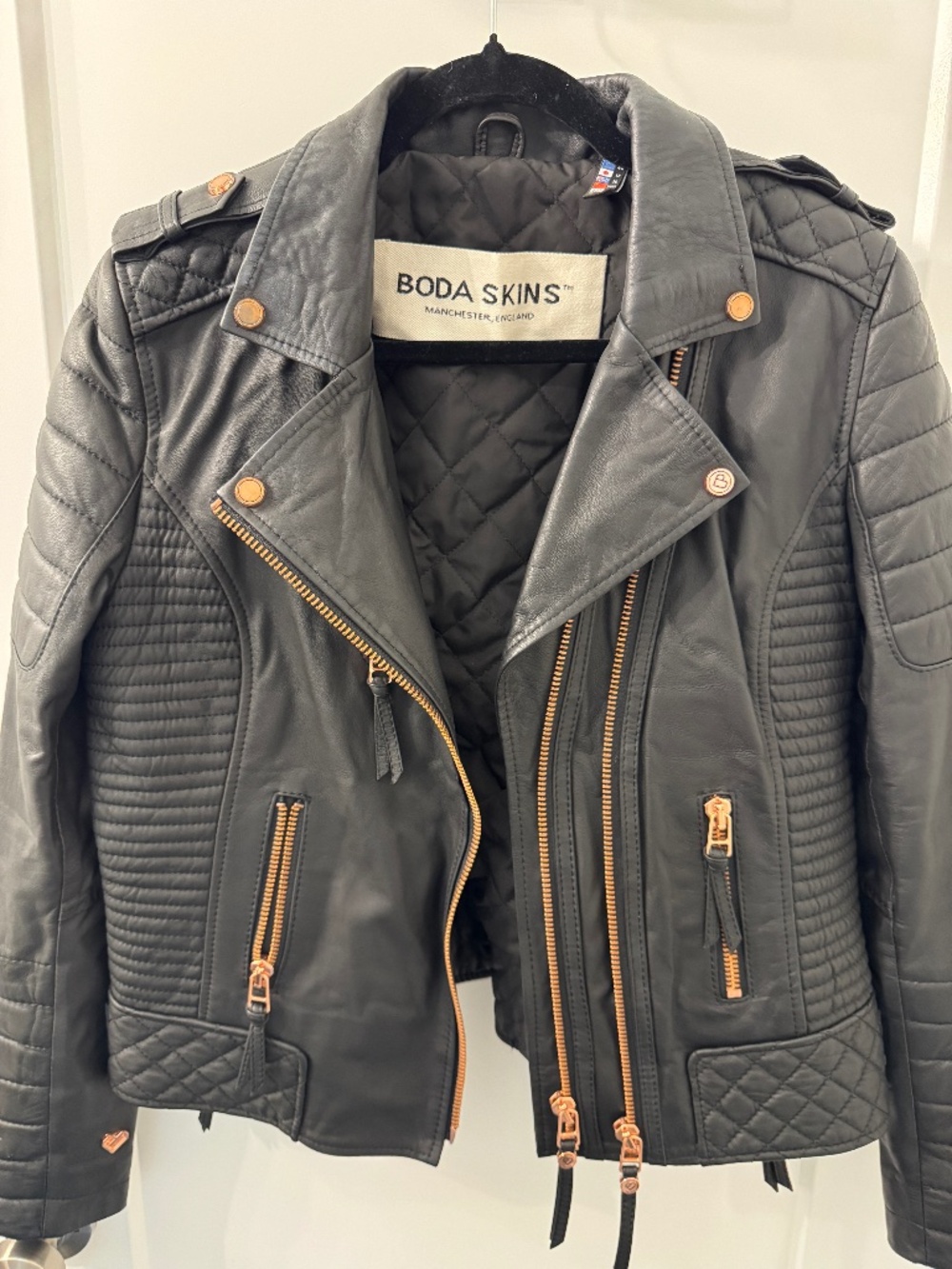 BLACK Boda Skins - Kay Michaels Quilted Biker Leather Jacket